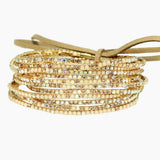 Gold Plaiting with Pave Rhinestone Multi Layered Stretch Bracelet SET - view 36