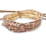 Gold Plaiting with Pave Rhinestone Multi Layered Stretch Bracelet SET - view 31