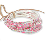 Silver Plaiting with Pave Rhinestone Multi Layered Stretch Bracelet SET - view 3