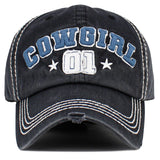 110196, COWGIRL 01 EMBROIDERED VINTAGE BASEBALL CAP