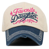 110197, FAVORITE DAUGHTER EMBROIDERED VINTAGE BASEBALL CAP
