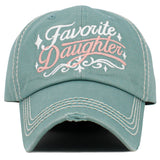 110197, FAVORITE DAUGHTER EMBROIDERED VINTAGE BASEBALL CAP