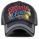 110198, TEQUILA GIRL EMBROIDERED VINTAGE BASEBALL CAP