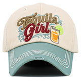 110198, TEQUILA GIRL EMBROIDERED VINTAGE BASEBALL CAP
