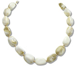 110203, GEOMETRIC NATURAL ACRYLIC BEADED NECKLACE