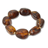 110204, GEOMETRIC NATURAL ACRYLIC BEADED STRETCH BRACELET