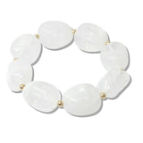 110204, GEOMETRIC NATURAL ACRYLIC BEADED STRETCH BRACELET