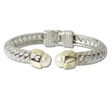 110216, 14K GOLD PLATED PEARL ACCENT DESIGNER INSPIRED OPEN CUFF BRACELET wholesale fashion jewelry - GOOD FEELINGS, INC