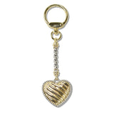 110218, 14K GOLD PLATED TEXTURED HEART KEYCHAIN CHARM