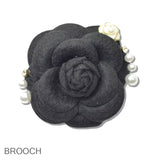 110220, FLOWER ROSE CLIP ON BROOCH PIN WITH PEARL ACCENTS