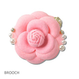 110220, FLOWER ROSE CLIP ON BROOCH PIN WITH PEARL ACCENTS
