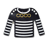 110221, COCO STRIPED T SHRIT ACRYLIC BROOCH PIN WITH CLIP