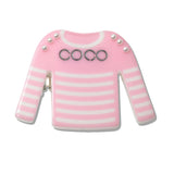 110221, COCO STRIPED T SHRIT ACRYLIC BROOCH PIN WITH CLIP
