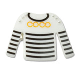110221, COCO STRIPED T SHRIT ACRYLIC BROOCH PIN WITH CLIP