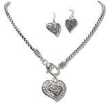 110232, FILIGREE ACCENT PAVE HEART PENDANT NECKLACE