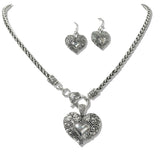 110233, VINTAGE TEXTURED HEART PENDANT NECKLACE