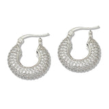 110254, PAVE CUBIC ZIRCONIA ACCENT HOOP EARRING