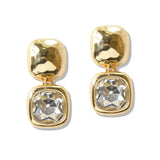 110267, HAMMERED ACCENT SQAURE CRYSTAL DROP EARRING wholesale fashion jewelry - GOOD FEELINGS, INC