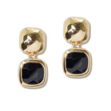 110267, HAMMERED ACCENT SQAURE CRYSTAL DROP EARRING wholesale fashion jewelry - GOOD FEELINGS, INC
