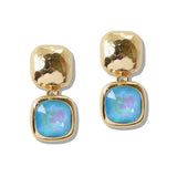 110267, HAMMERED ACCENT SQAURE CRYSTAL DROP EARRING wholesale fashion jewelry - GOOD FEELINGS, INC