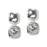 110267, HAMMERED ACCENT SQAURE CRYSTAL DROP EARRING wholesale fashion jewelry - GOOD FEELINGS, INC