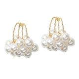 110269, CLUSTER PEARL HOOP DROP EARRING wholesale fashion jewelry - GOOD FEELINGS, INC