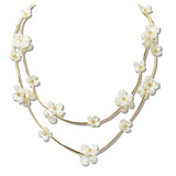 110275, FLOWER FRESHWATER PEARL DOUBLE LAYERED NECKLACE