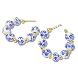 110290, FLORAL PORCELAIN CERMAIC BEADED HOOP EARRING