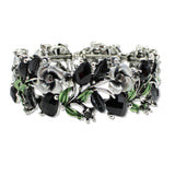 Antique Silver Vintage Inspired Rhinestone Enamel Flower Bracelet - view 6