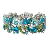 Antique Silver Vintage Inspired Rhinestone Enamel Flower Bracelet - view 9