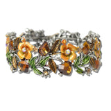 Antique Silver Vintage Inspired Rhinestone Enamel Flower Bracelet - view 8