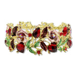 Gold Vintage Inspired Rhinestone Enamel Flower Bracelet - view 6