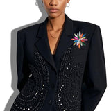 110348, MARQUISE CUT RAINBOW CRYSTAL FLOWER BROOCH