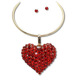 110367, CHUNKY RHINESTONE HEART CHOKER NECKLACE