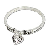 110379, LORDS PRAYER FILIGREE HEART CHARM STRETCH BRACELET