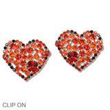 110382, RHINESTONE HEART CLIP ON EARRING