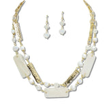 110387, HAMMERED AND CELLULOID ACETATE RECTANGLUAR DOUBLE LAYERED NECKLACE wholesale fashion jewelry - GOOD FEELINGS, INC