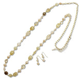 110389, NATURAL STONE AND BEADED LONG NECKLACE wholesale fashion jewelry - GOOD FEELINGS, INC