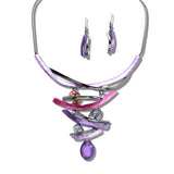 110394, HEMATITE BASED OVAL CELLULOID ACETATE RHINESTONE ACCENT STATMENT NECKLACE