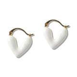 110399, ENAMEL V SHAPE HEART HUGGIE HOOPS EARRINGS
