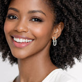 110402, 14K GOLD PLATED PAVE CUBIC ZIRCONIA CRYSTAL LINK DROP EARRINGS