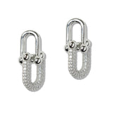 110402, 14K GOLD PLATED PAVE CUBIC ZIRCONIA CRYSTAL LINK DROP EARRINGS
