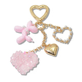 110419, HEART AND BALLOON DOG CHARM KEYCHAIN