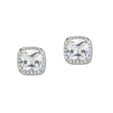 110426, 8MM GOLD DIPPED CUBIC ZIRCONIA SQUARE HALO STUD EARRING