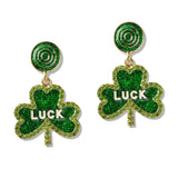 110433, SHAMROCK LUCK GLITTER CLOVER EARRING