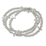 110437, CROSS ACCENT MULTI LAYERED BEADED STRETCH BRACELET