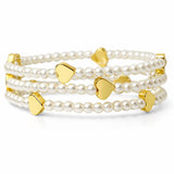 110439, HEART ACCENT MULTI LAYERED BEADED STRETCH BRACELET