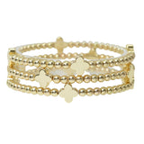 110440, CLOVER ACCENT MULTI LAYERED BEADED STRETCH BRACELET