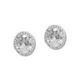 110441, OVAL CUT HALO CUBIC ZIRCONIA STUD EARRINGS