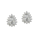 110442, TEARDROP CUT HALO CUBIC ZIRCONIA STUD EARRINGS